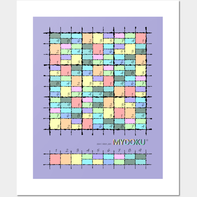 Mydoku_004_H001_001_F: Sudoku, Sudoku coloring, logic, logic puzzle, holiday puzzle, fun, away from screen Wall Art by Mydoku